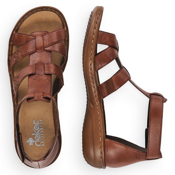 Женские сандалии RIEKER коричневые, артикул 60860-24