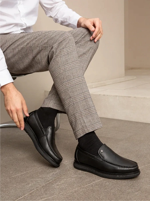 Мужские мокасины BRUNO RENZONI  черные, артикул 290A-16Z-961