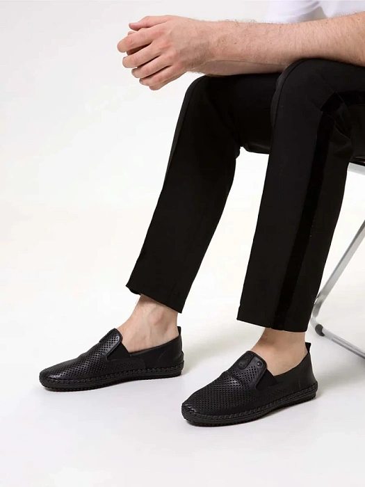 Мужские слипоны BRUNO RENZONI  черные, артикул 033.171167