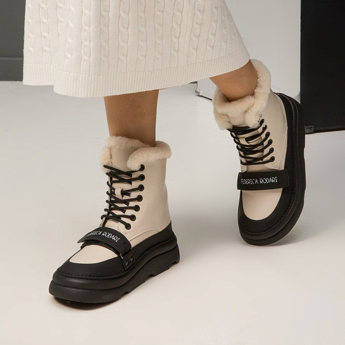 Женские ботинки basic FEDERICA RODARI белые, артикул 42E-A101-1B