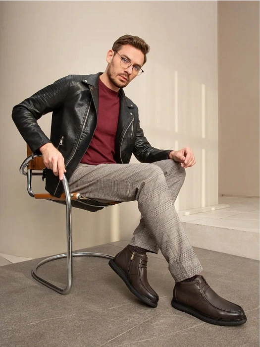 Мужские ботинки BRUNO RENZONI  коричневые, артикул 983X-17R-B12