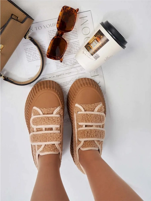 Женские кеды FEDERICA RODARI бежевые, артикул 21BWM049