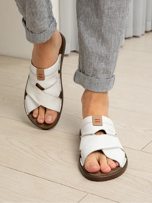 Мужские слайдеры BRUNO RENZONI  белые, артикул 028.6025-10