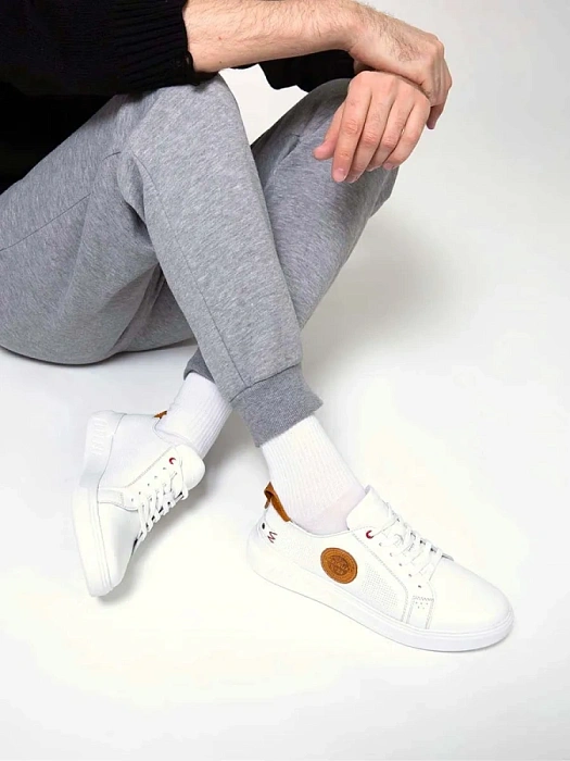 Мужские кеды BRUNO RENZONI  белые, артикул 028.437-10