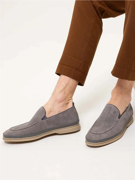 Мужские лоферы BRUNO RENZONI  серые, артикул MC082BB-4B