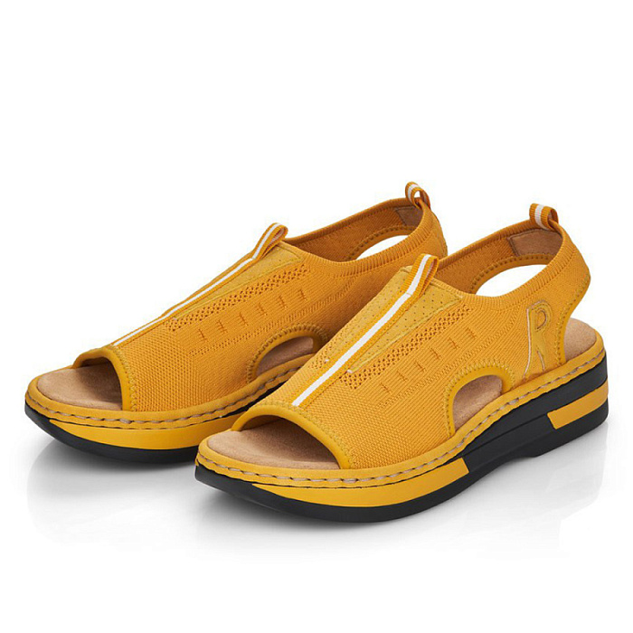 Женские сандалии RIEKER желтые, артикул V59B5-68