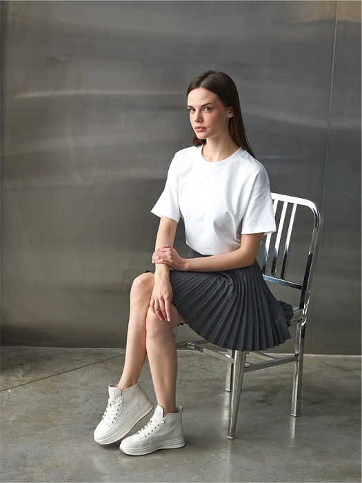 Женские ботинки basic Donna Daniella  белые, артикул 42-DBE35-3-311