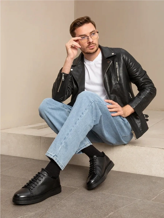 Мужские кеды BRUNO RENZONI  черные, артикул A002-1