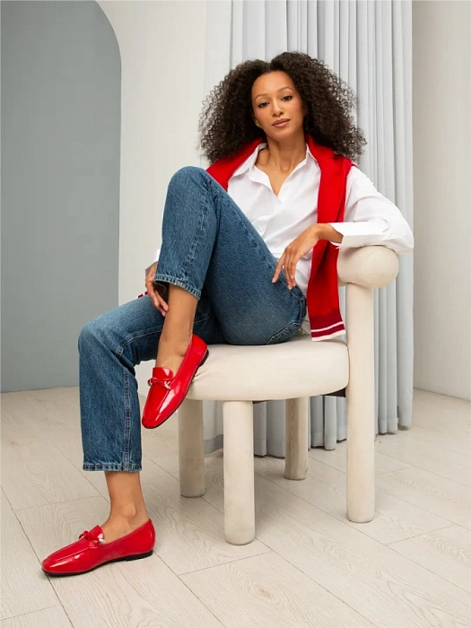 Женские лоферы FEDERICA RODARI красные, артикул 43E-S1683-Z37978-1