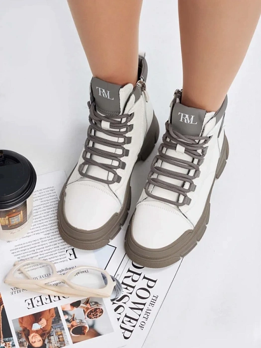 Женские ботинки eObuv белые/серые, артикул AW25-60-3