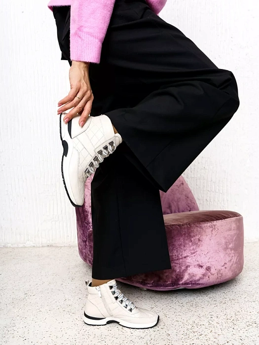 Женские ботинки basic eObuv белые, артикул 9-75256-41-144