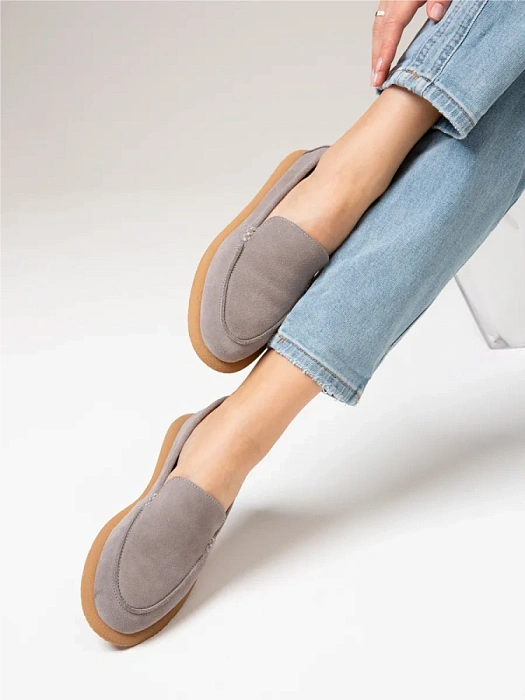 Женские мокасины FEDERICA RODARI серые, артикул 42E-2379-3F