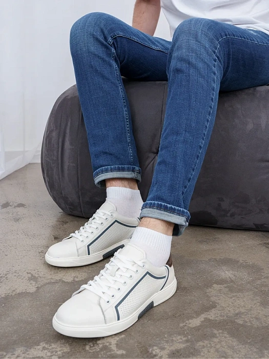 Мужские кеды BRUNO RENZONI  белые, артикул MC084B-1A