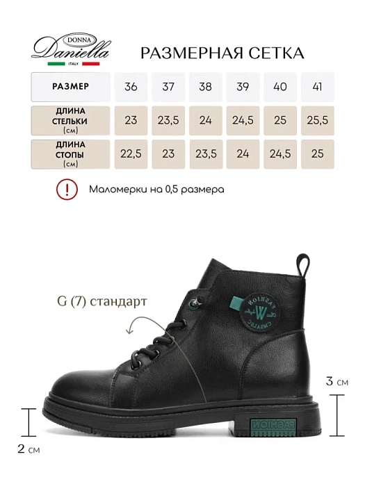 Женские ботинки basic Donna Daniella  черные, артикул 32W21-47-101B