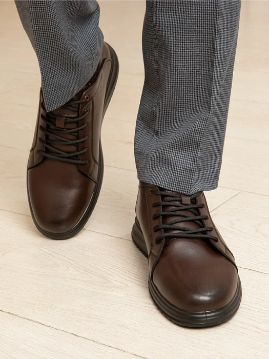 Мужские кеды BRUNO RENZONI  коричневые, артикул DSHD-DM005B