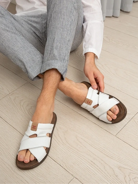 Мужские слайдеры BRUNO RENZONI  белые, артикул 028.6025-10