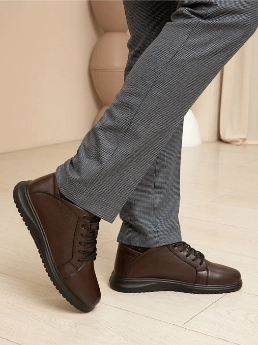 Мужские кеды BRUNO RENZONI  коричневые, артикул DSHD-DM005B