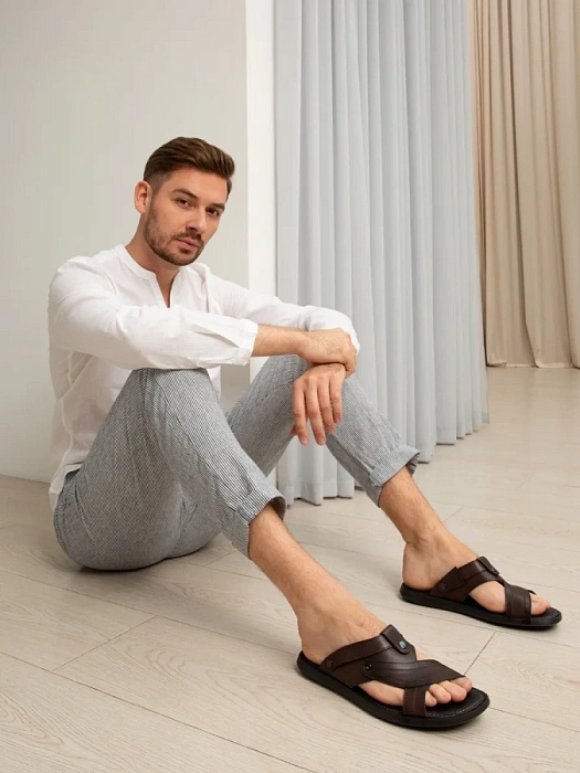 Мужские слайдеры BRUNO RENZONI  коричневые, артикул 033.50551.2