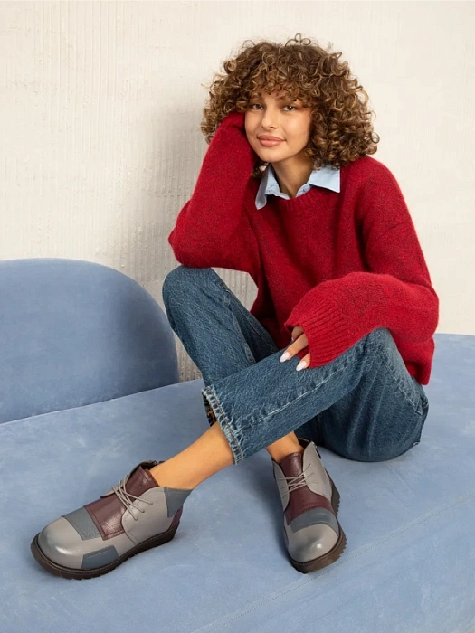 Женские ботинки eObuv серые, артикул DB-W24-WLM3-01-14