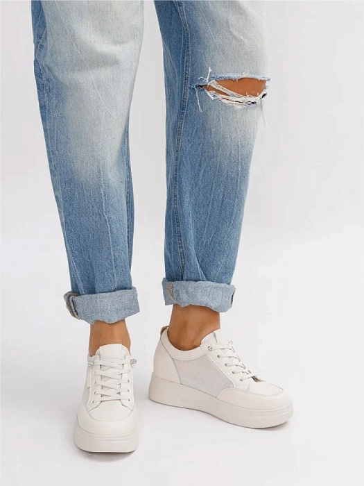 Женские кеды eObuv бежевые, артикул AW25-60-13