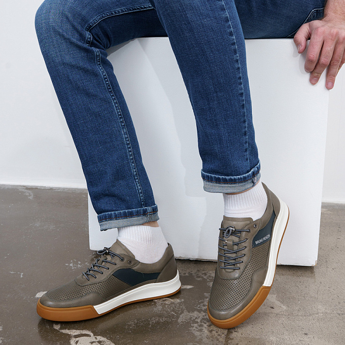 Мужские кеды BRUNO RENZONI  серые, артикул Q108B-1J