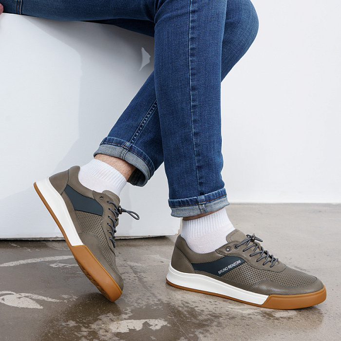 Мужские кеды BRUNO RENZONI  серые, артикул Q108B-1J