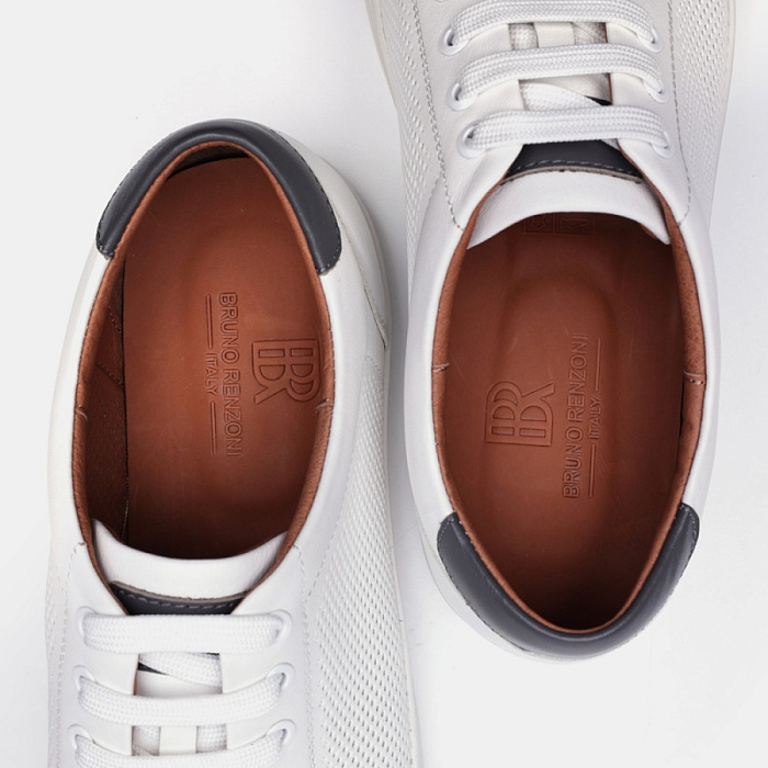 Мужские кеды BRUNO RENZONI  белые, артикул 8821B-890B
