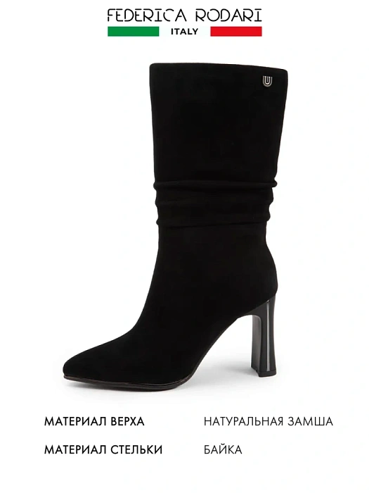 Женские полусапоги FEDERICA RODARI черные, артикул 90A009-37-M04