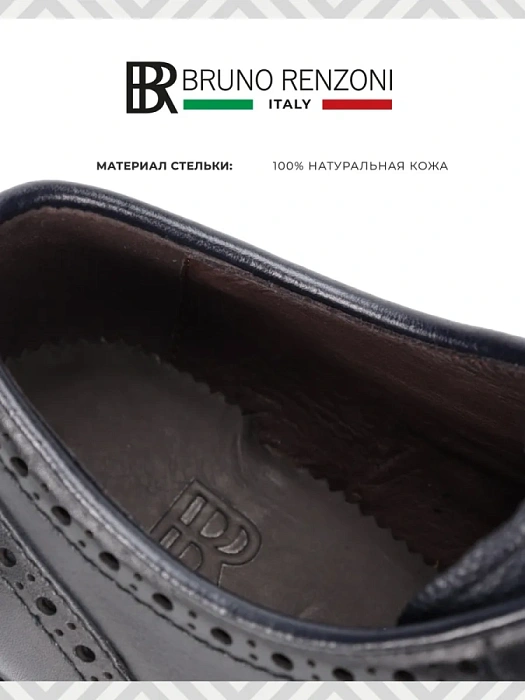 Мужские броги BRUNO RENZONI  синие, артикул G302A-G4C-NP