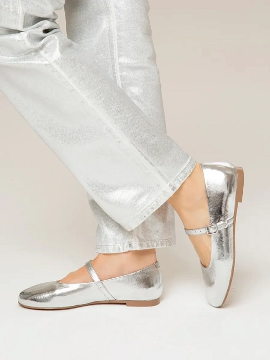 Женские балетки SOFIA-ALEXANDRA серебристые, артикул 38E-B056-A417D1
