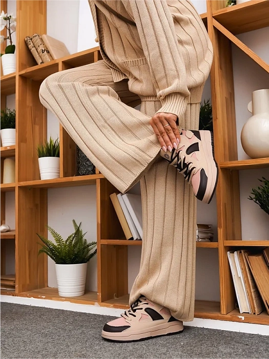 Женские кеды FEDERICA RODARI бежевые, артикул 42E-L613-1D