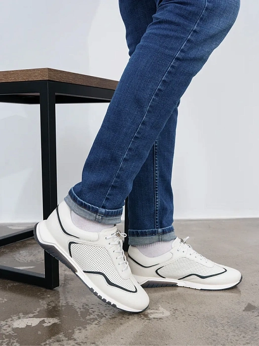 Мужские кроссовки BRUNO RENZONI  белые, артикул Q117B-1D