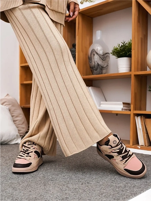 Женские кеды FEDERICA RODARI бежевые, артикул 42E-L613-1D