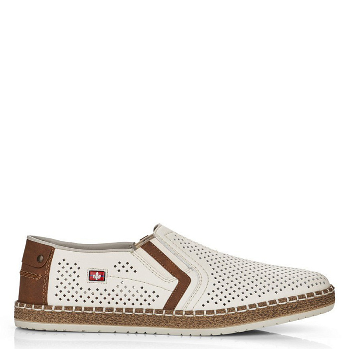 Мужские слипоны RIEKER белые, артикул B5297-80