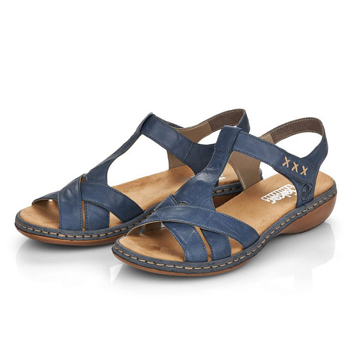 Женские сандалии RIEKER синие, артикул 65919-12