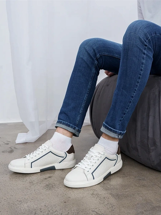 Мужские кеды BRUNO RENZONI  белые, артикул MC084B-1A