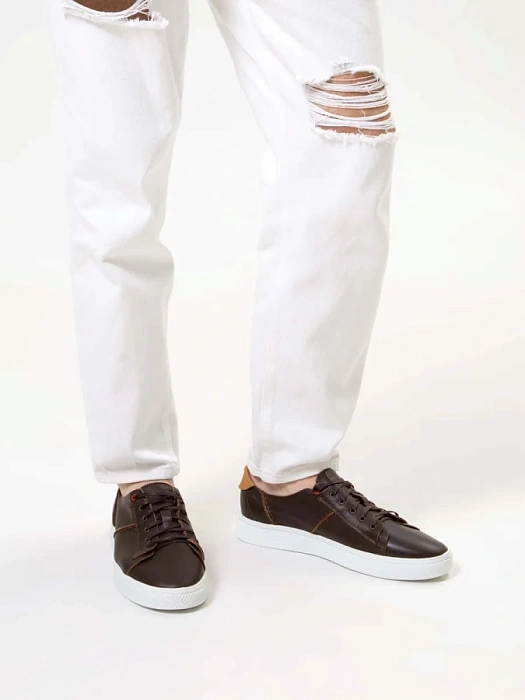 Мужские кеды BRUNO RENZONI  коричневые, артикул 14916666