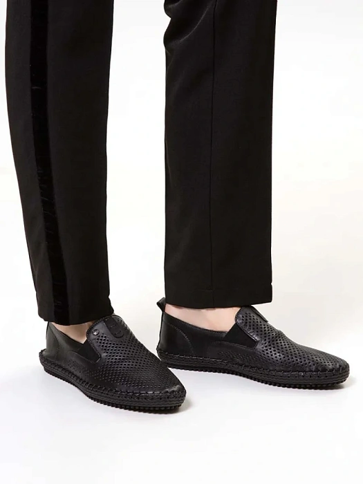 Мужские слипоны BRUNO RENZONI  черные, артикул 033.171167