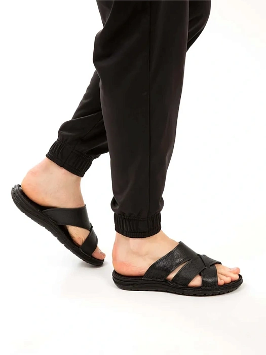 Мужские шлепанцы BRUNO RENZONI  черные, артикул M-23477-001