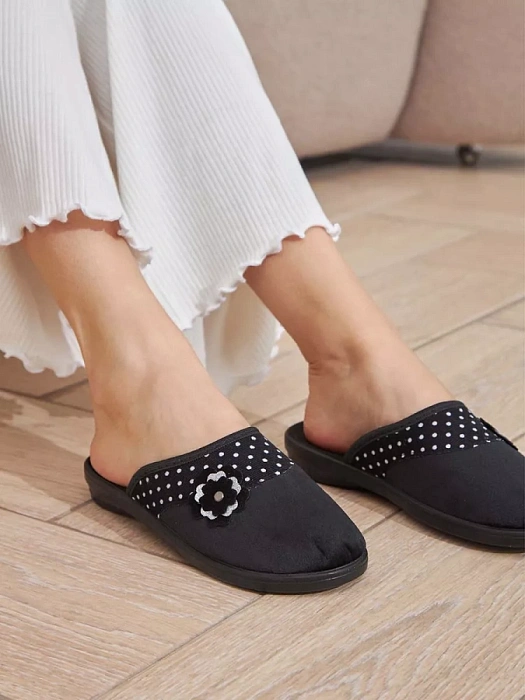 Женские тапочки домашние eObuv черные, артикул EO-C-04-1