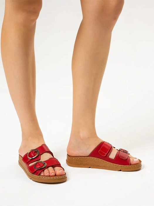 Женские шлепанцы eObuv красные, артикул D25YT-1145