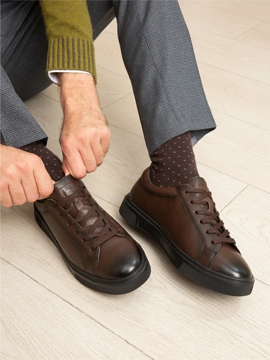 Мужские кеды BRUNO RENZONI  коричневые, артикул 523020-116