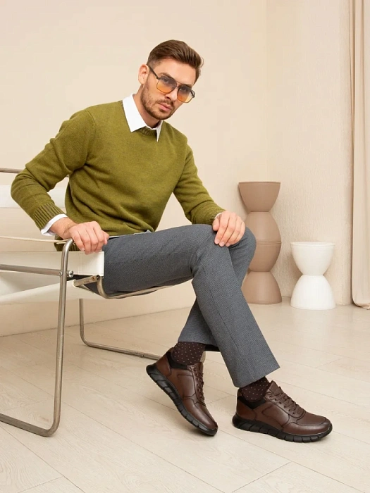 Мужские кроссовки BRUNO RENZONI  коричневые, артикул DSHD-DM003