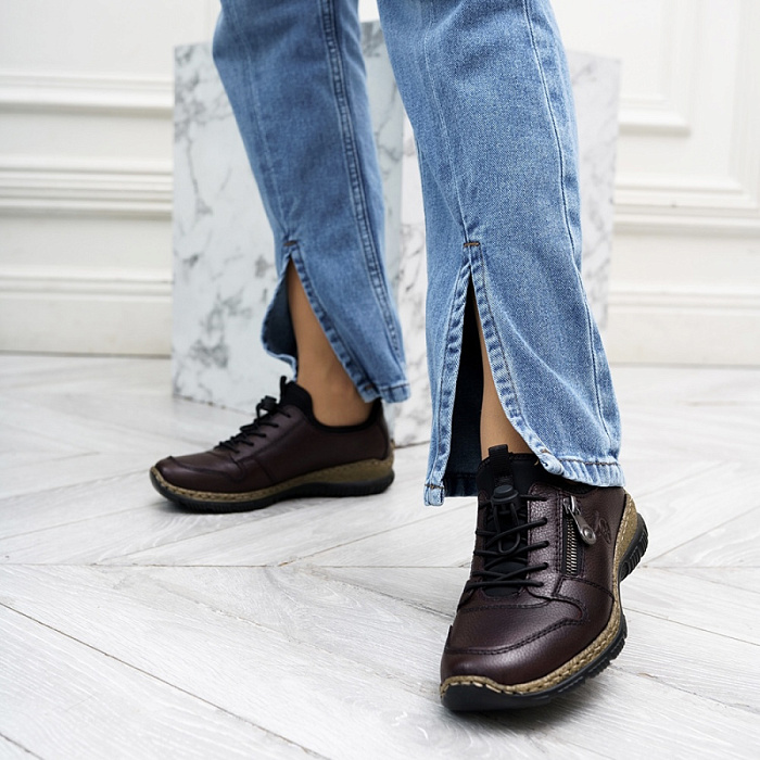 Женские кроссовки RIEKER бордовые, артикул N32G0-35