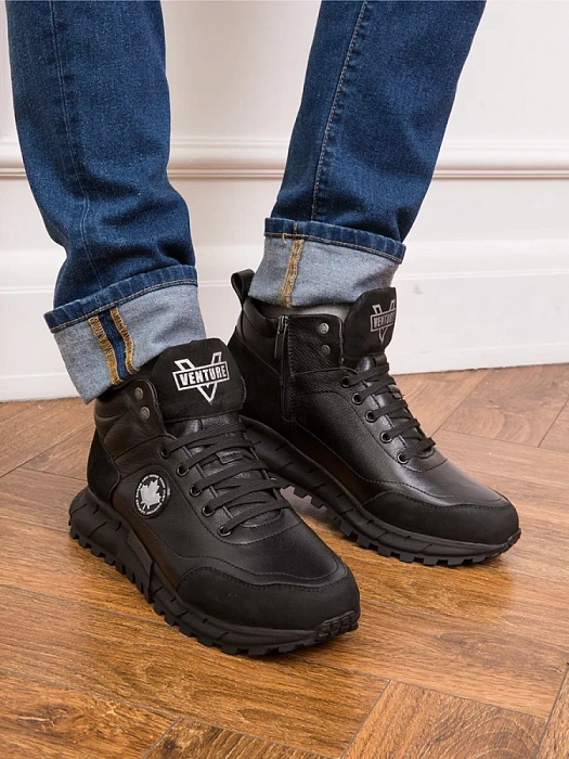 Мужские ботинки basic BRUNO RENZONI  черные, артикул BR-00003M