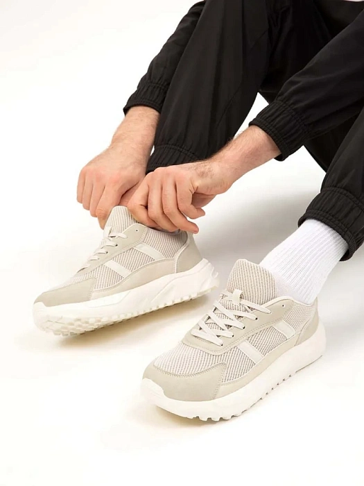 Мужские кроссовки BRUNO RENZONI  бежевые, артикул 447008/01-01BR