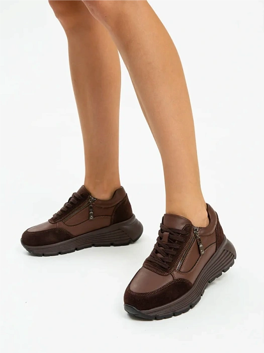 Женские кроссовки FEDERICA RODARI коричневые, артикул 42E-2382-9A