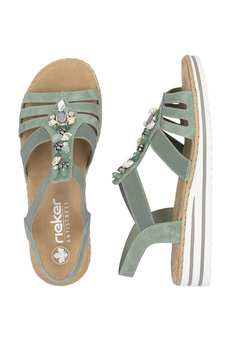 Женские босоножки  RIEKER зеленые, артикул V0649-52