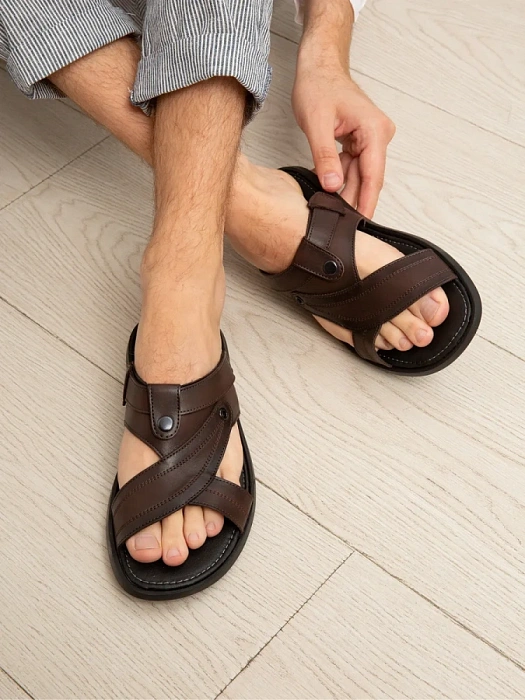 Мужские слайдеры BRUNO RENZONI  коричневые, артикул 033.50551.2