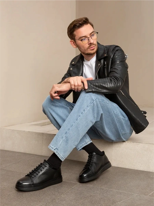 Мужские кеды BRUNO RENZONI  черные, артикул A002-1